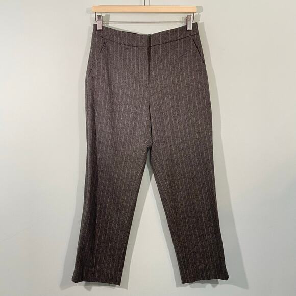 J Crew Women's Grey Pinstripes Easy Pull On Wool Pants Size 4 #K3775 - Picture 1 of 9